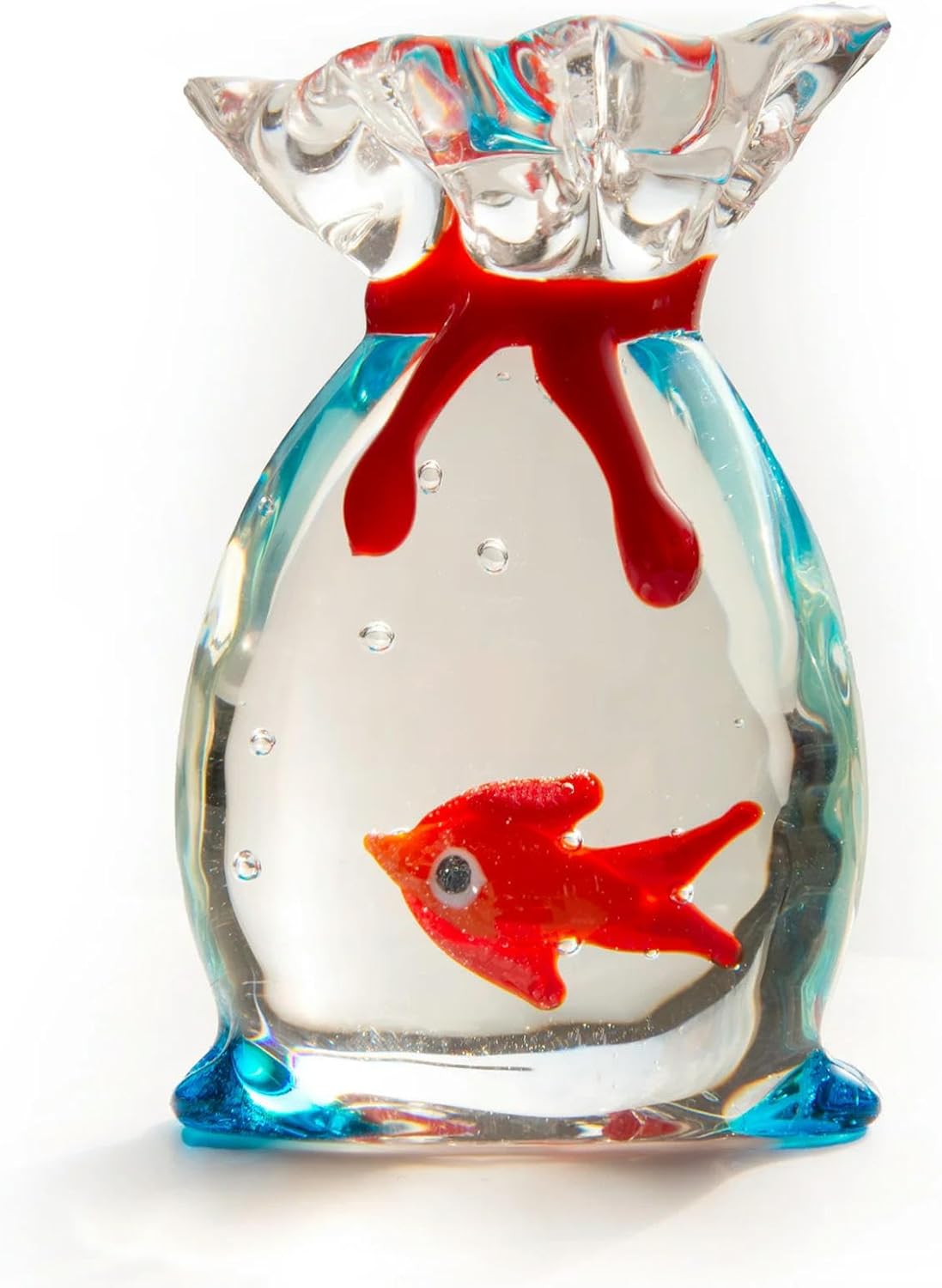 QIJIAYU Fish in a Bag Hand Blown Glass Mini Ornaments Home