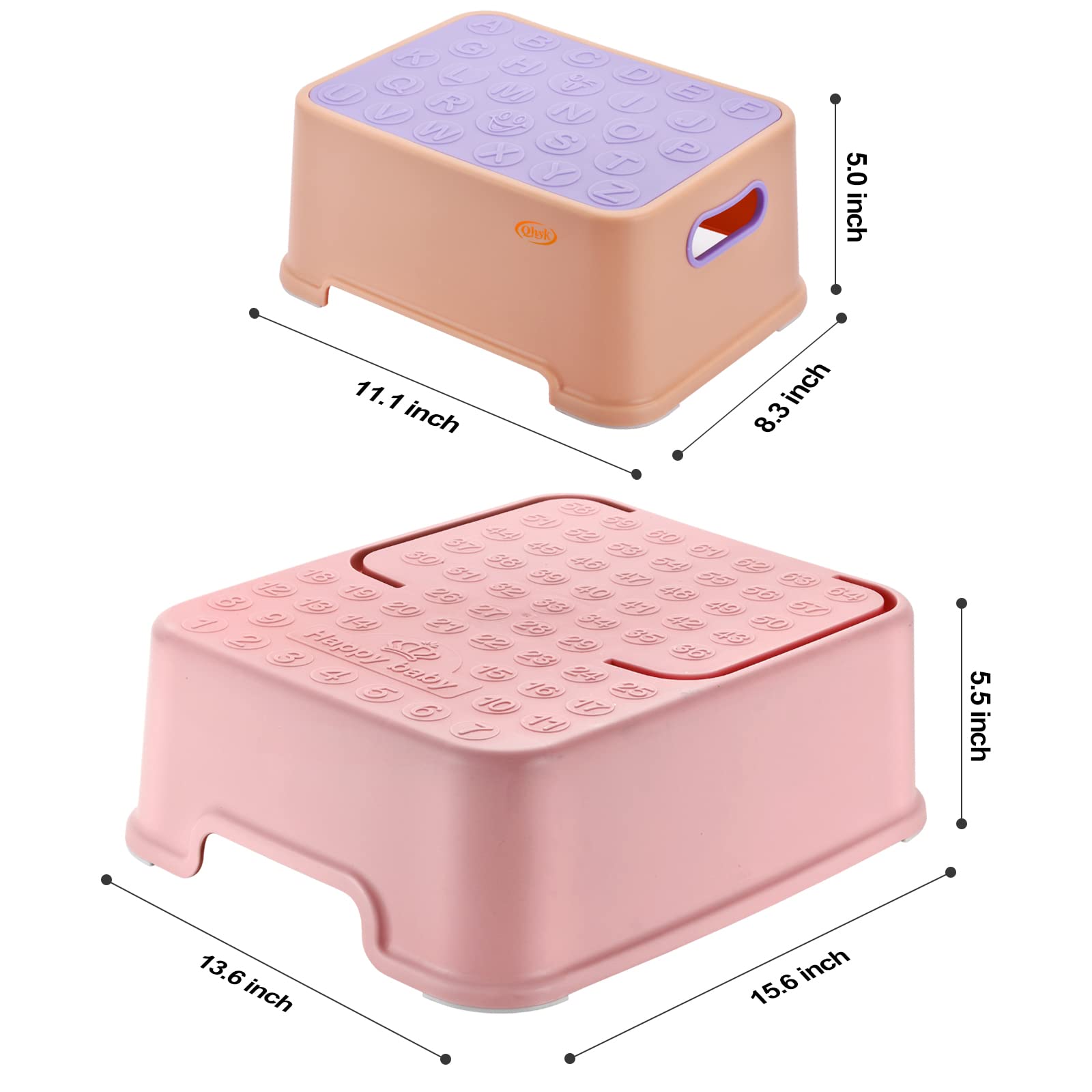 Sgabello a due gradini per bambini, sicurezza antiscivolo, staccabile Può essere utilizzato separatamente, Sedile per Addestramento per WC, per bagno a lavarsi i denti o lavare le mani, imparare