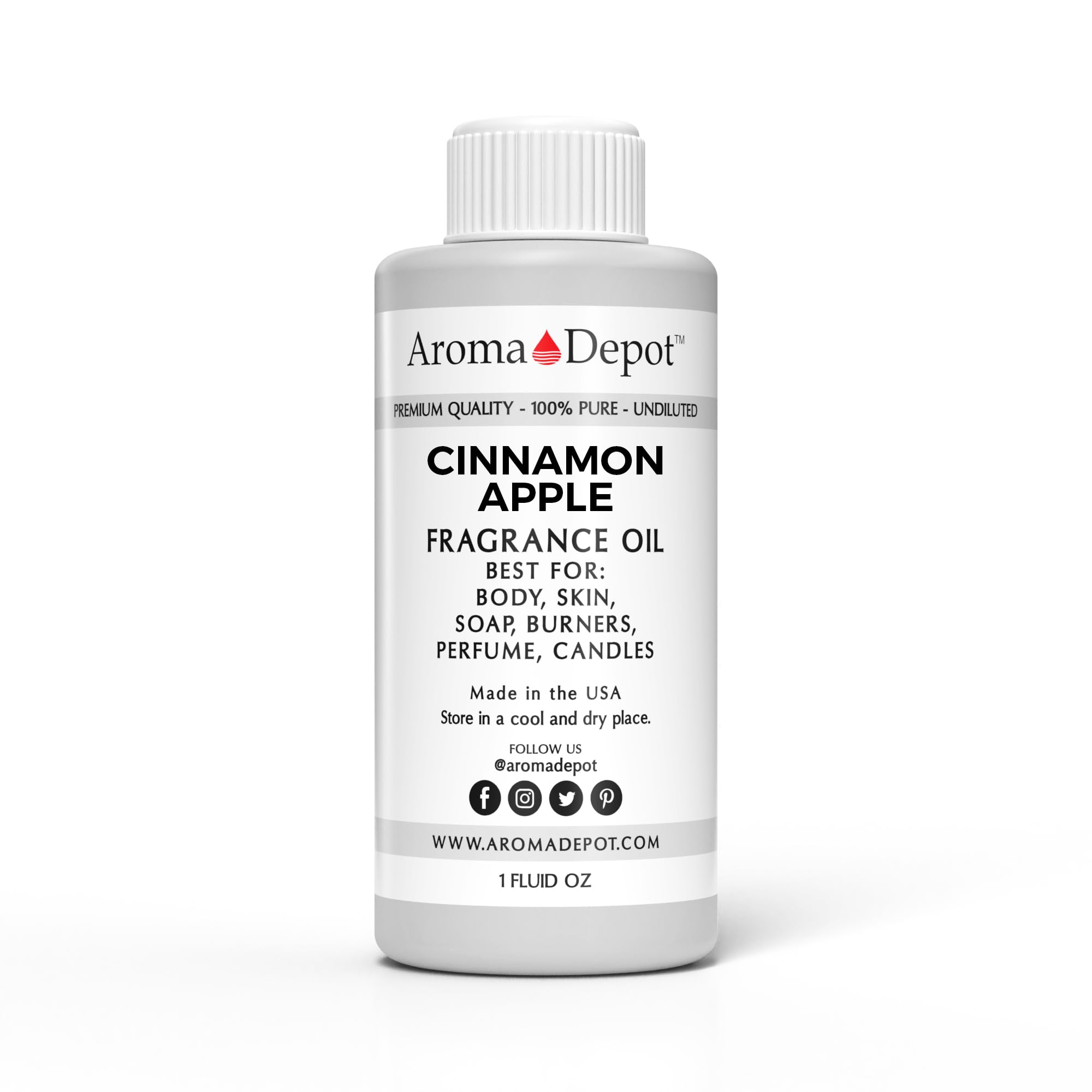 Aroma Depot Cinnamon Apple1 fl oz. Fragrance Oil I Perfume I Scented Oil. DIY Projects such as Candles, Bath Bombs, Body Butters, Creams &amp; Lotions. Few Drops in the Diffuser, Burners, or Warmers. 1 oz