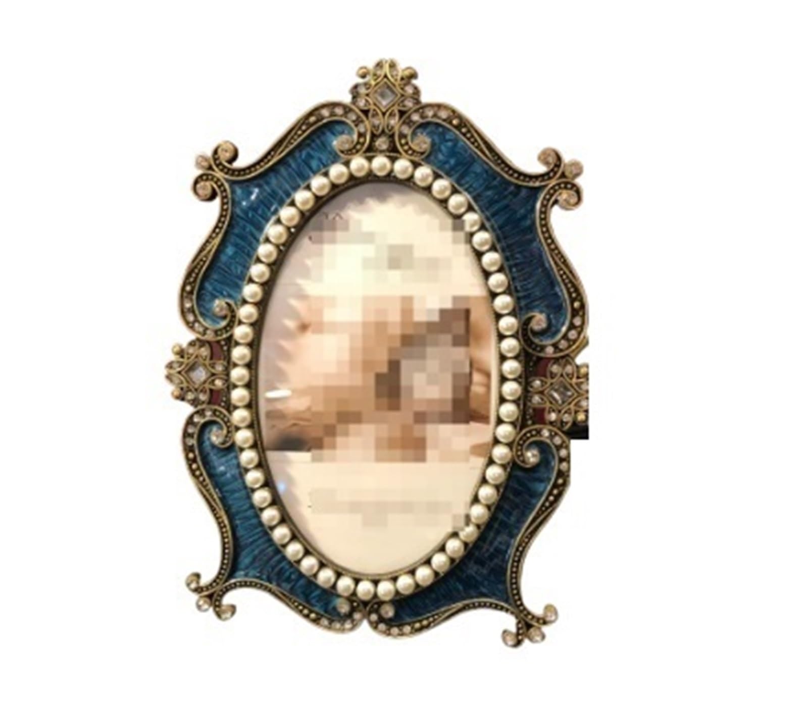Metal Frame Table Setting Home Furnishings Home Decoration Embellishments Commemorative Photo Frames(Blue,7inches)