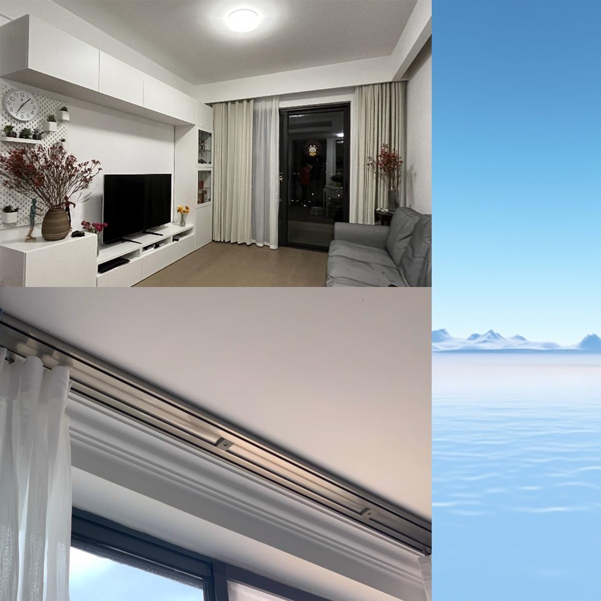 Curtain Track Ceiling Mount System with Mute Rollers, Ideal for Living Room, Bedroom, Windows, or Room Divider - Versatile Ceiling Curtain Rod