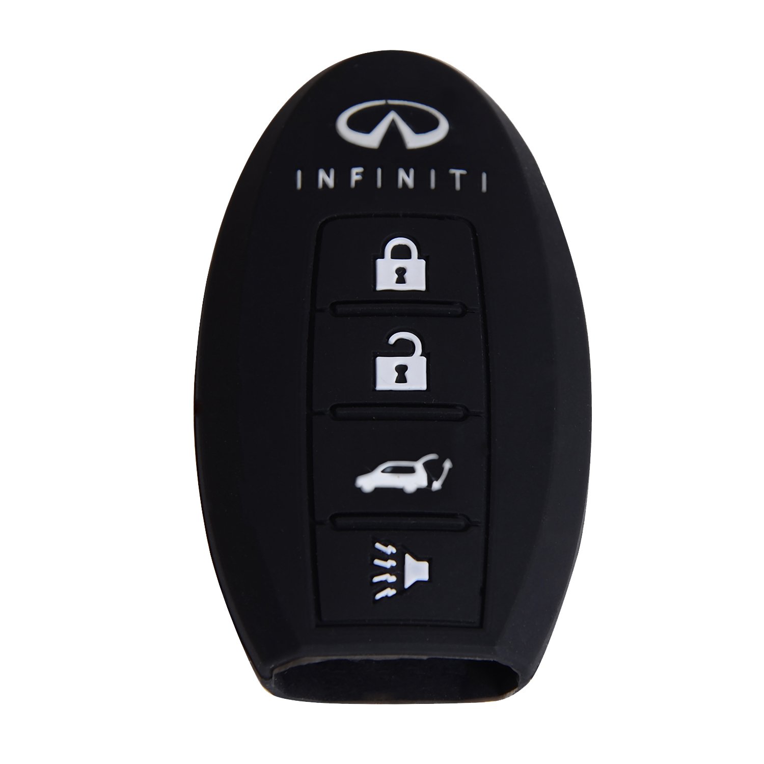 Black Protecting Bag Silicone Remote Key Case Cover for 4 Buttons Infiniti G Series G37 JX35 Q Series Q50 Q60S Q70L QX EX FX M Smart Key Case Shell Fob (Black)