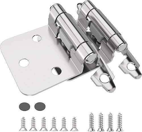 Chibery Bisagras superpuestas de 12 pulgada, paquete de 10 bisagras de montaje empotrado de cierre automático con parachoques de puerta, accesorios