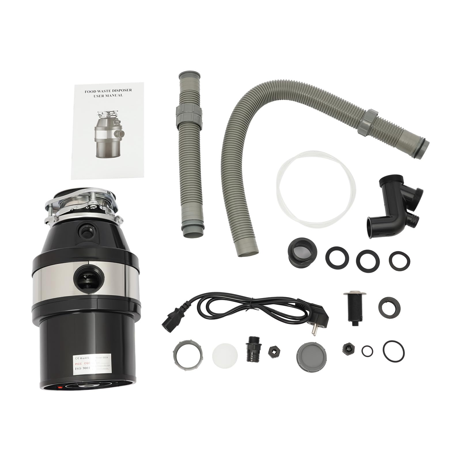 560 W triturador de residuos de cocina, 2600 rpm, residuos de alimentos, con interruptor de aire, triturador de basura doméstica para cocina