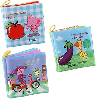 Toyvian 3 Pçs Bebê Brinquedos Infantis Material De Pano Livro Em Inglês Livro Do Bebê Resistente A Rasgos Livro De Desenvolvimento Intelectual Livro De Infância Livro Mordida