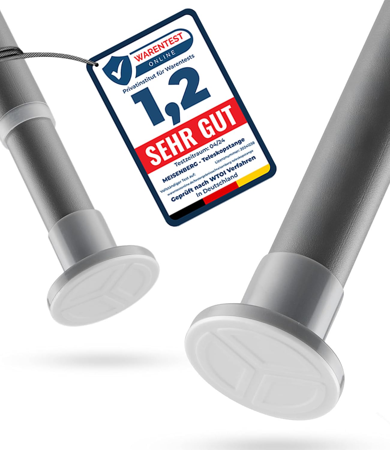 MEISENBERG Spannstange ohne Bohren 260-310cm, Grau, Ø 25 mm, Multifunktionale Teleskopstange zum Klemmen - Vorhangstange Klemmstange, Stange für Balkon, Türöffnungen und Kleiderschrank