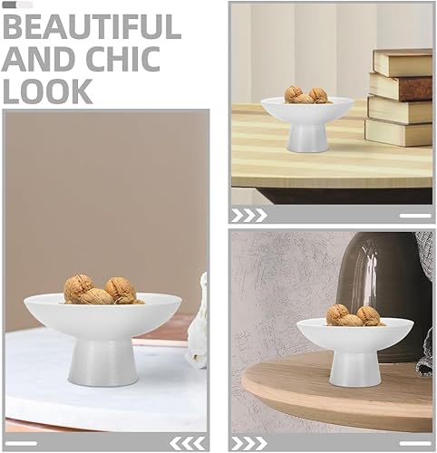 Miniatura 7 de Zerodeko Mini cuenco de cerámica con pies, soporte decorativo de frutas, soporte de exhibición de postres, cuenco de frutas, aperitivos, nueces,