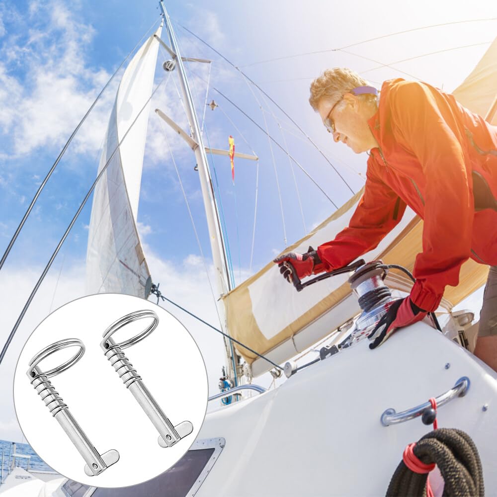 Perno di sicurezza 8x76 mm in acciaio inox 316, 2 pezzi coppiglia pieghevole, grado marino per barca