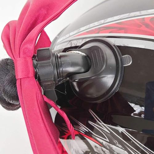 Miniatura 4 de Casco de coletas degradadas con rampa de trenzas para cola de caballo con ventosa con lazo o rosa para moto, 1 unidad de 24 pulgadas, muchos colores