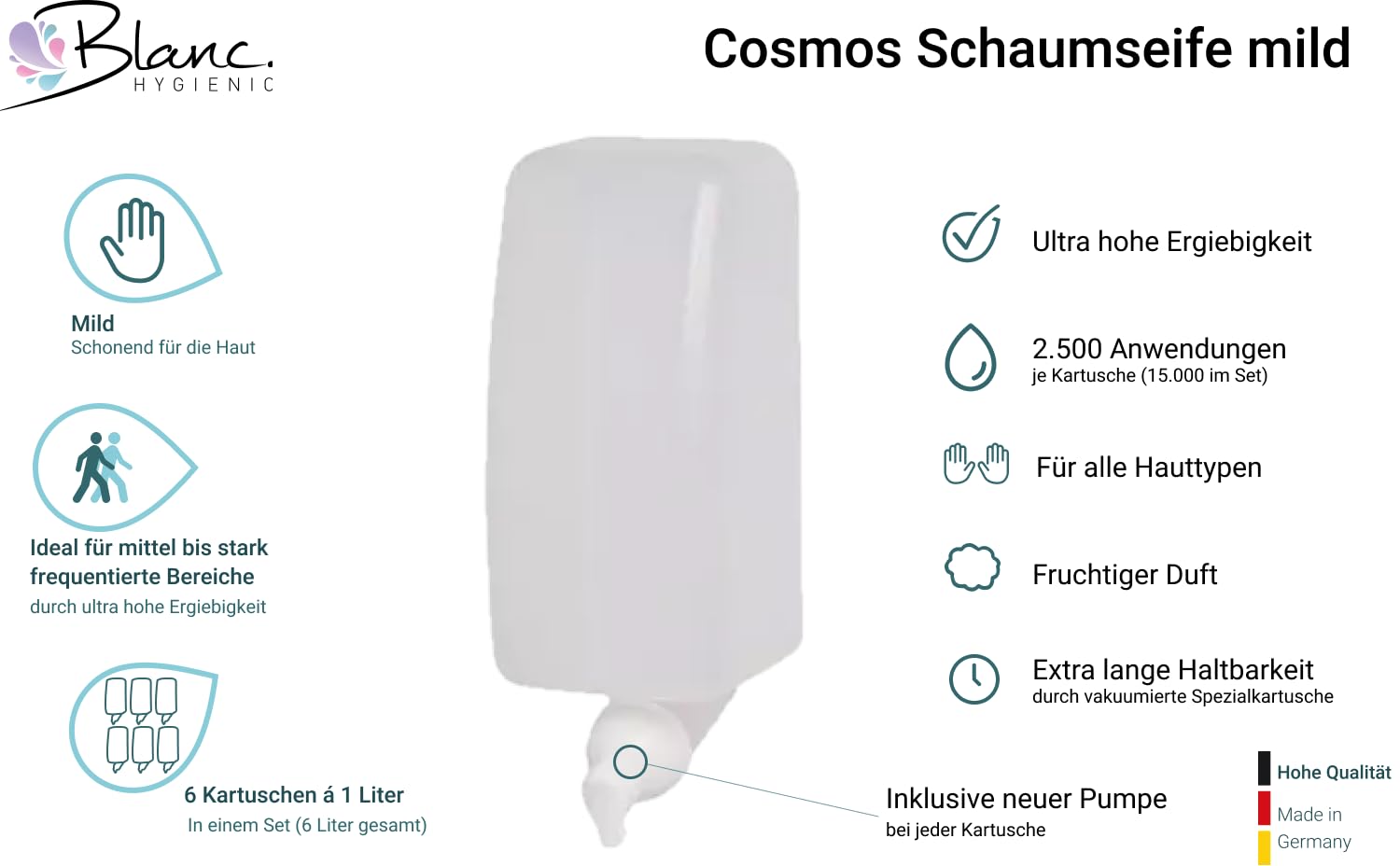 Cosmos Schaumseife parfümfrei, 6 × 1 L