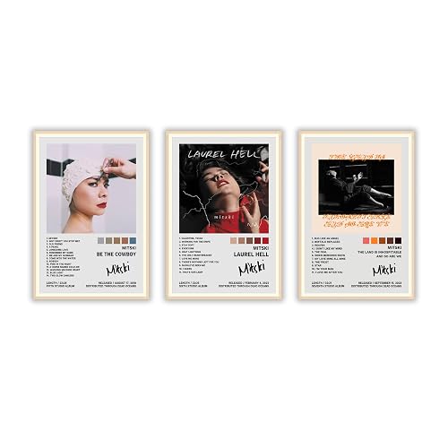 JINOS Mitski Poster A Set of 3 Canvas Album Posters Decorative Painting Canvas Wall Posters And Art Picture Print Modern Family Bedroom Decor Posters for Room Aesthetic 08x12inch(20x30cm)-3pcs