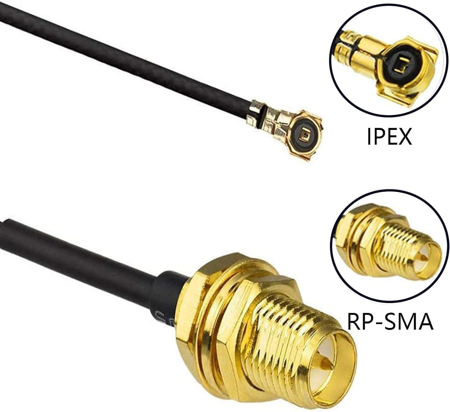 GERUI Antena WLAN 2,4 GHz 5 GHz 5,8 GHz 8dBi RP-SMA antena wtykowa i 28 cm U.FL IPX IPEX MHF4, gniazdo przedłużające, 3-pak
