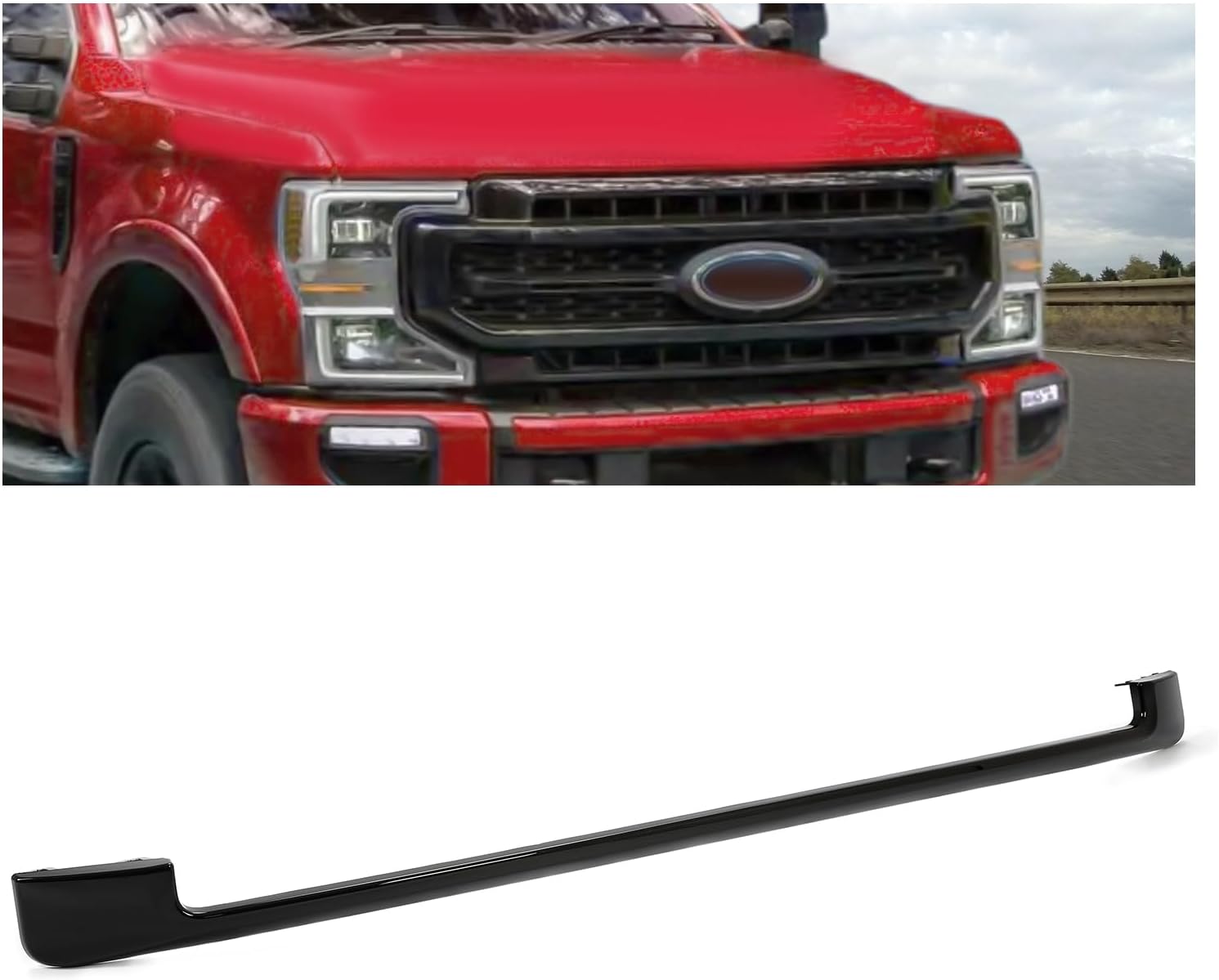 KUAFU Front Bumper Grille Lower Trim Compatible with 2020-2022 Ford F250 F350 Super Duty Bumper Grill Lower Trim Molding Painted Black