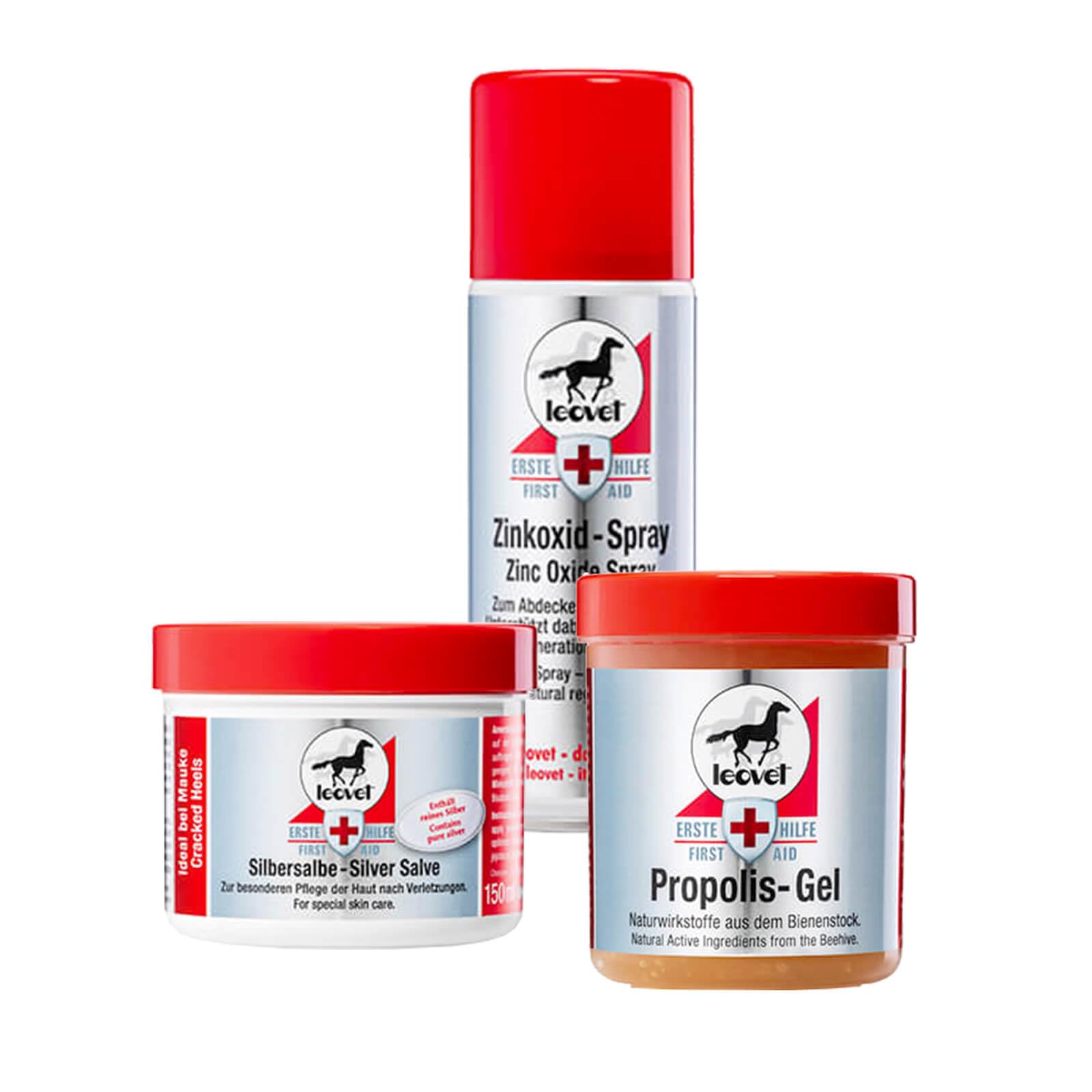 kavalio Leovet - Kit de primeros auxilios - ungüento de plata, spray de óxido de zinc y gel de propóleos