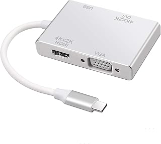 LiNKFOR USB C zu HDMI Konverter 4K (bis zu 3840x2160@30Hz) Typ C zu HDMI DVI VGA USB 3.0 Adapter Stecker auf Buchse Multi-...