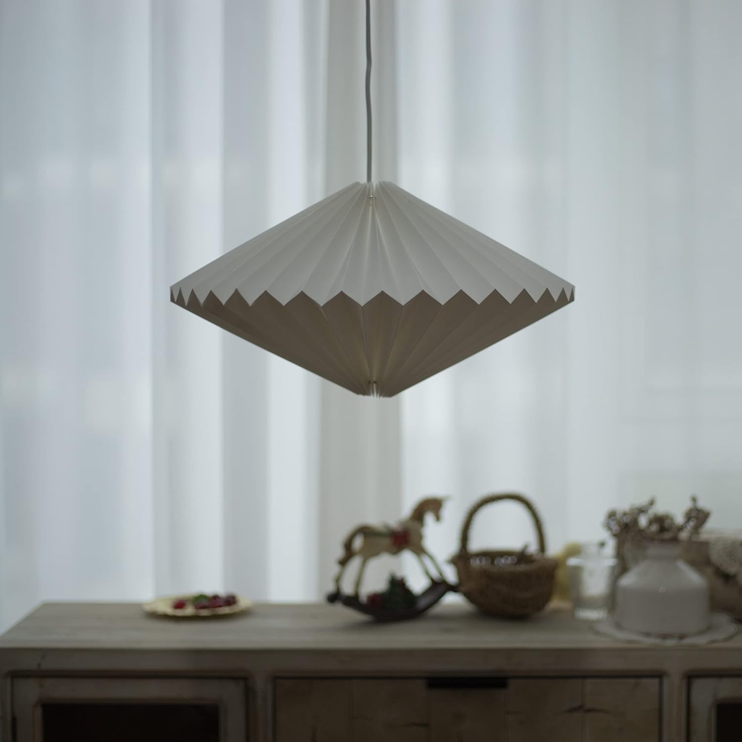 LamQvrid White Origami Lampshade,Hanging Paper Lanterns for Home Decor