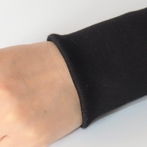 Miniatura 3 de TinaKim Tela de punto acanalado, puños acanalados para coser chaquetas, pantalones, suéteres (negro tubular, 16 x 3.5 pulgadas)