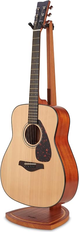 Guitar Stand, Mahogany Wood Acoustic Guitar Stand Floor with Hanging Yoke | Fit Electric/Banjo/Mandolin, Handcrafted, Single Holder, for Home Decor Studio Display, Soft Pad, Space Saving, Gift Choice