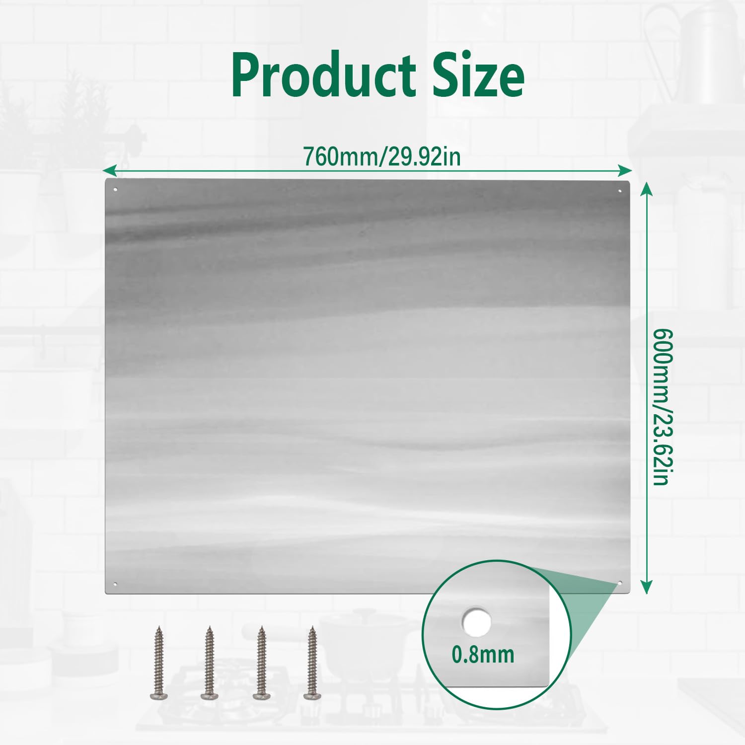 30" x 24" Stainless Steel Stove Backsplash Panel 2 Pieces Ultra-Thin Flush Mount Splash Guard for Kitchen Wall, Heat & Stain Resistant, Easy Installation with Pre-Drilled Holes - 2