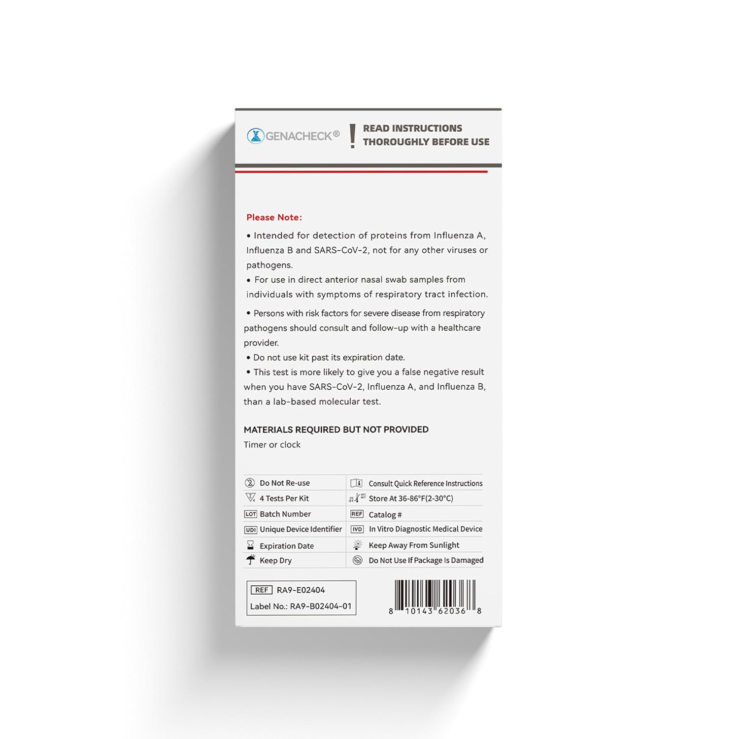 COVID-19 / Flu A+B, At-Home Respiratory Test Kit (216 Tests) | OTC Nasal Swab | Ages 2+ | Easy to Use Self-Test | Fast Results - 54 Kits, 4 Tests per Kit