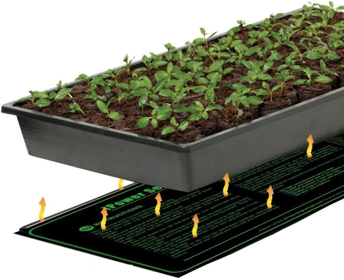 iPower 2 Pack 10" x 20" Warm Hydroponic Seedling Heat Mat and Digital Thermostat Control Combo Set for Plant Germination, Black