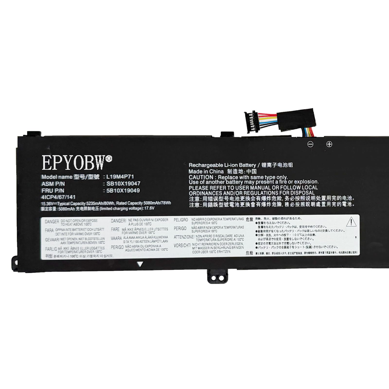 Amazon.com: EPYOBW L19M4P71 Laptop Battery 80Wh 5235mAh 4-Cell