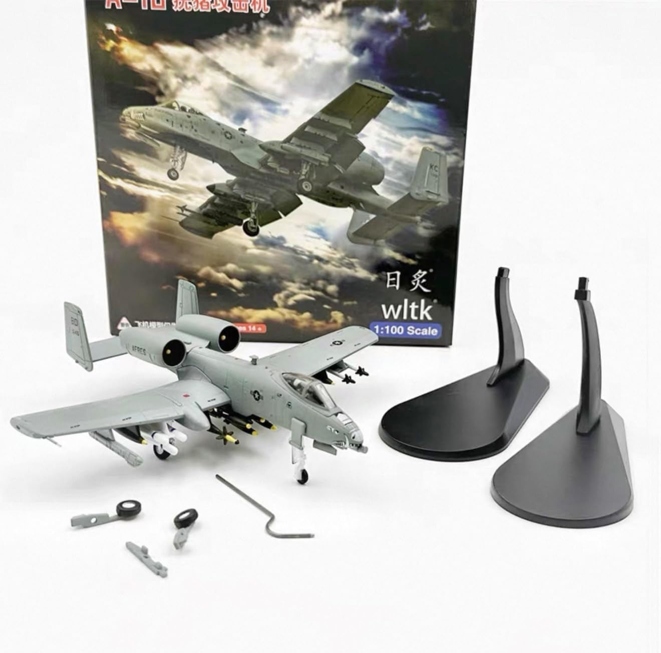 1:100 A-10C Fighter Jet Model, Pre-Build Thunderbolt II Metal Diecast Airplane, Us Air Force Tiger Shark Squadron, Highly Simulation Military Aircraft for Collection or Gift.