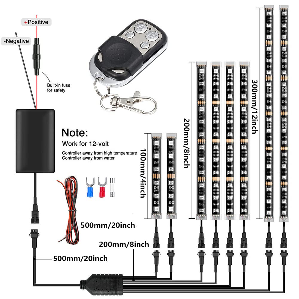 Riloer Lampada a Striscia Neon a LED per Moto, telecomando RGB sotto luci Luminose, striscia luminosa decorativa a LED 5050SMD