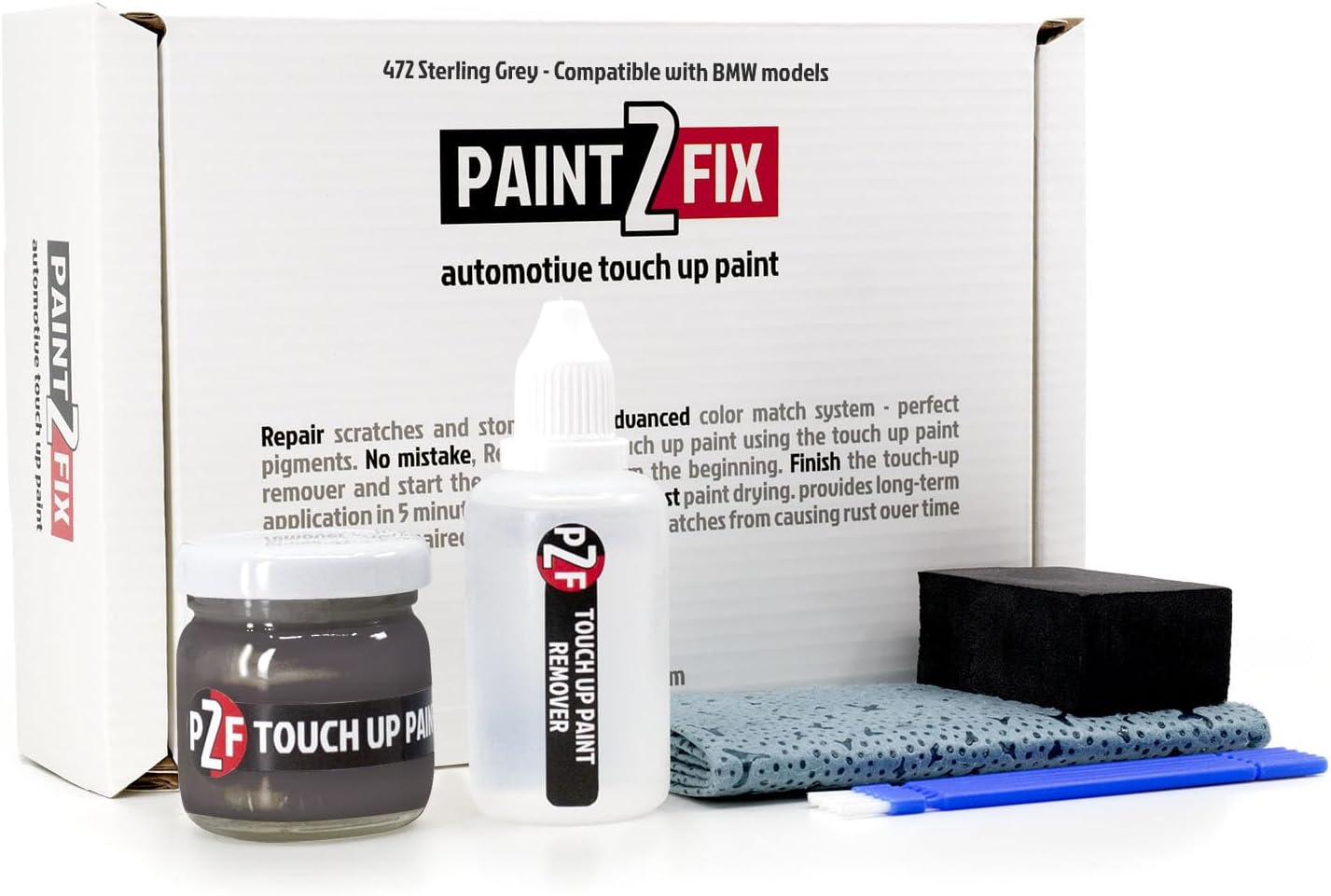 472 Sterling Grey | Sterlinggrau Touch-Up Paint & Scratch Repair Kit for BMW Models - 1.35 fl oz (35 ml)