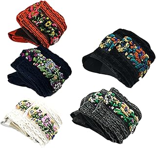 KJHBV 5 Pairs Vintage Floral Socks retro socks women's socks & hosiery socks for women cotton Novelty Cotton Sock cotton ankle socks cotton sports socks Female Cotton Socks girl Miss