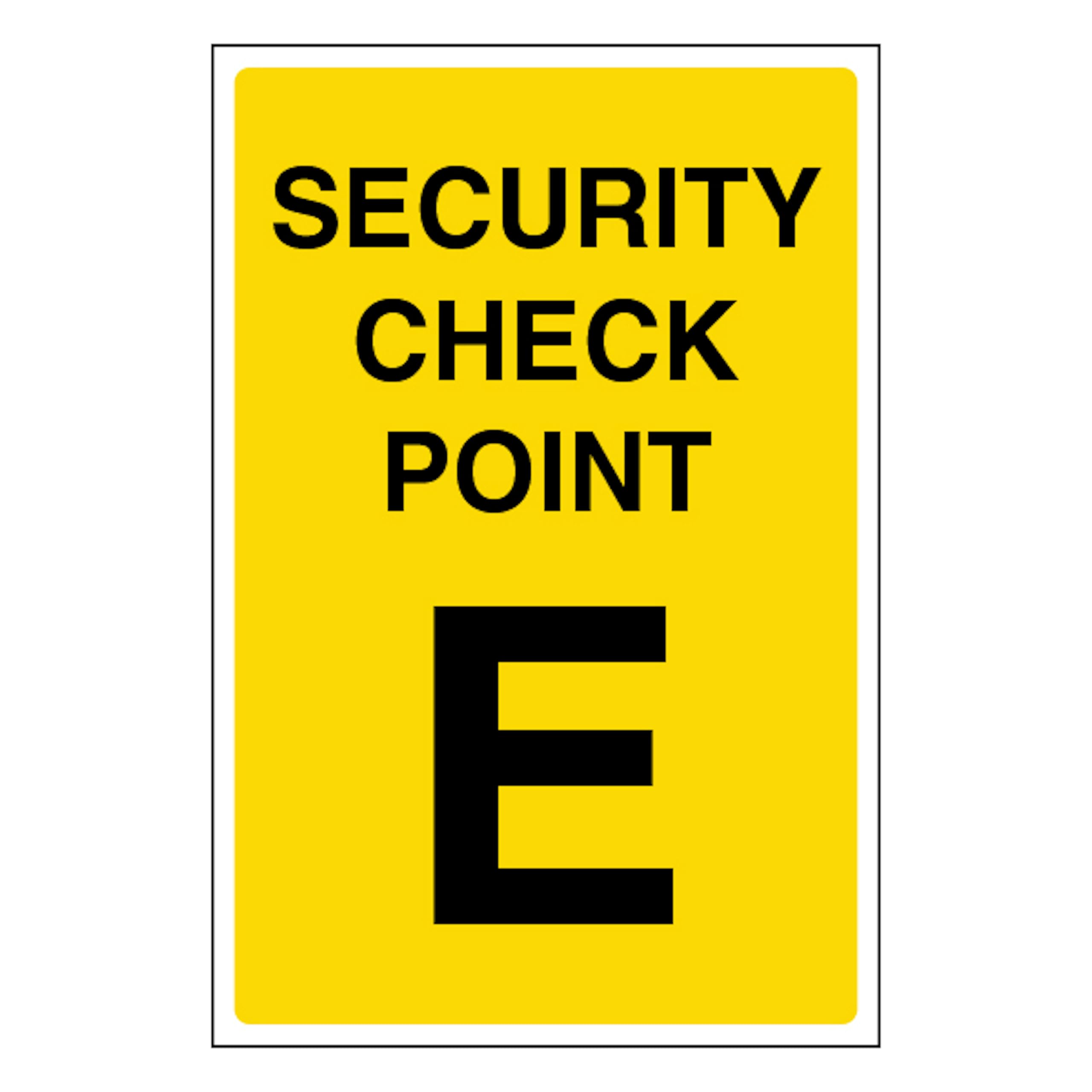 V Safety Security Check Point E 200 x 300 mm - Glow In The Dark 1mm Rigid Plastic
