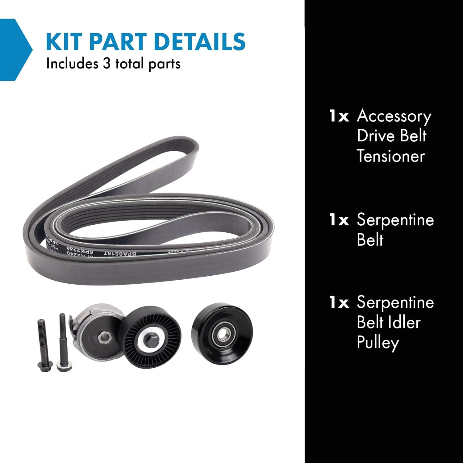 TRQ Drive Belt Component Kit Compatible with 1997-2006 Ford Ranger 1998-2006 Mazda B3000