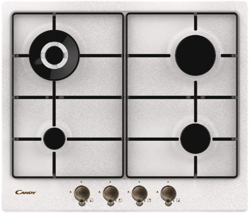 Candy CHW6BRAV4WGT Piano Cottura a Gas da Incasso, 4 Fuochi, Linea Classica, Griglie Smaltate, Valvola di Sicurezza, GPL e Metano, 59,5x51x38 cm, Colore Avena Candy CHW6BRAV4WGT Piano Cottura a Gas da Incasso, 4 Fuochi, Linea Classica, Griglie Smaltate, Valvola di Sicurezza, GPL e Metano, 59,5x51x38 cm, Colore Avena