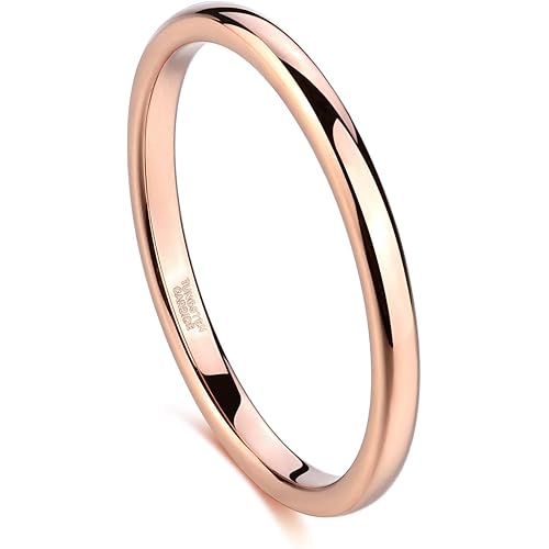 Greenpod 2mm 4mm 6mm Tungsten Wedding Bands Ring for Women Men Rose Gold Plated/Silver/24K Gold Plated/Black Polished Slim Engagement Promise Rings Comfort Fit Size 4-13