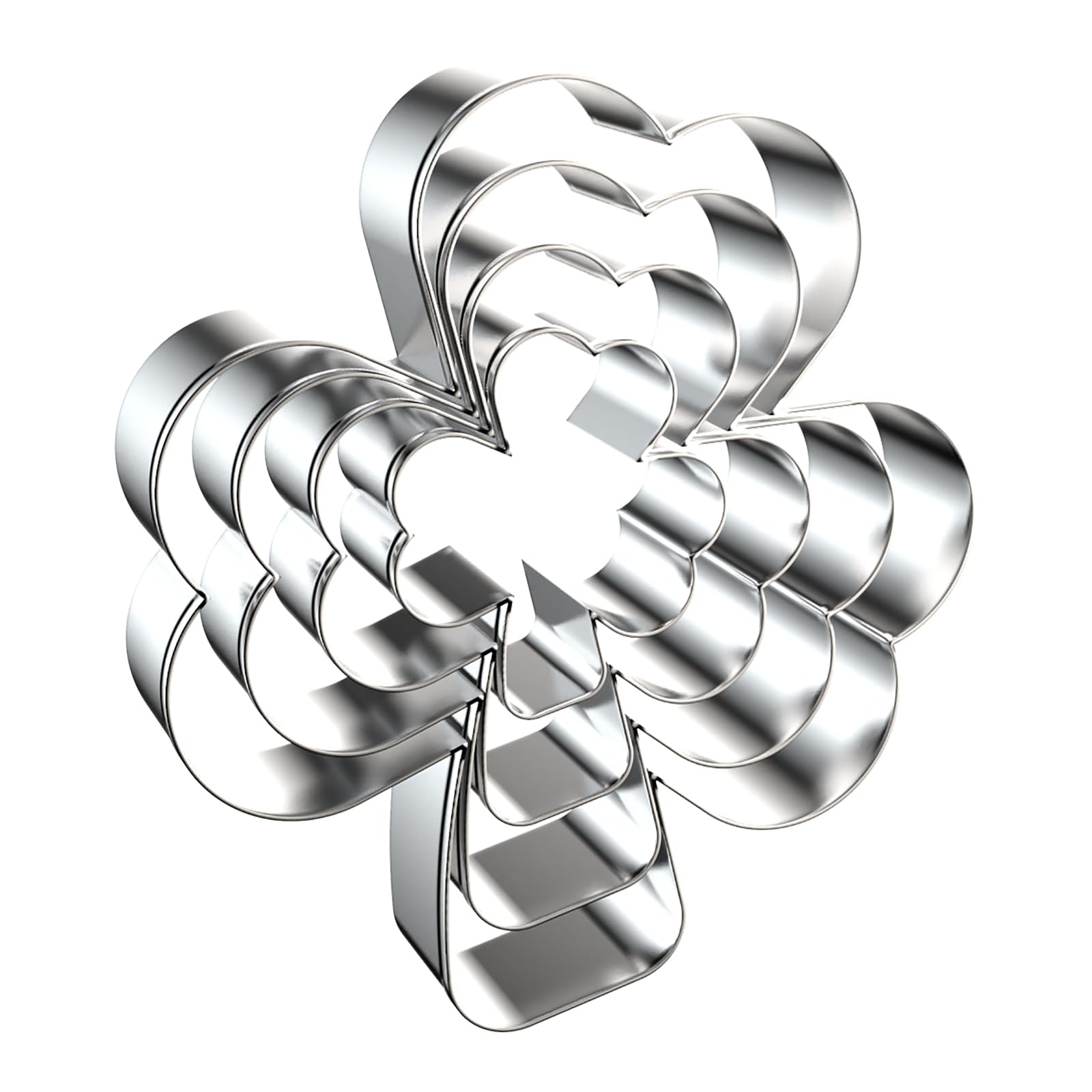 Shamrock Cookie Cutters Shapes for St. Patrick's Day Irish Spring Party Decorations - 5 inch, 4 inch, 3 inch, 2 inch - Stainless Steel Clover Cookie Cutter Set