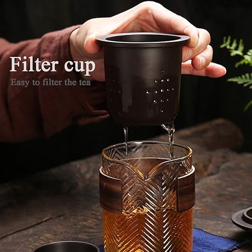 Miniatura 4 de Tetera china de viaje de cerámica de Kung Fu portátil hecha a mano, tetera, tetera, todo en uno, bolsa de regalo para adultos (juegos de té de