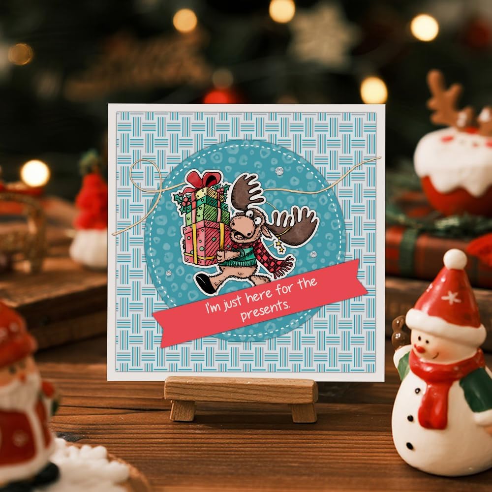 Christmas Clear Stamp Set Reusable Clear Silicone Stamps with Pumpkins, Skulls, Bats, Santa Claus and Holiday Designs for Cards, Scrapbooking, journaling and DIY templates (Christmas Reindeer)