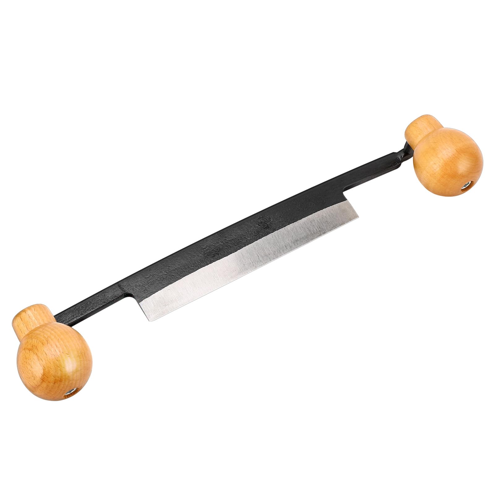 Couteau à Tirage Droit pour Travail du Bois, Outil de Rasage avec Lame en Acier au Tungstène et Manche Double en Bois Couteau à Tirer Poignées Ergonomiques, Idéal pour Écorcer, Outil à Main