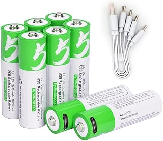 USB AA Lithium ion Rechargeable Battery, 1.5V 2600mWh Rechargeable AA Battery, 1.5 H Fast Charge, 1200 Cycle with Type C Port Cable, Constant Outpu (8 AA)