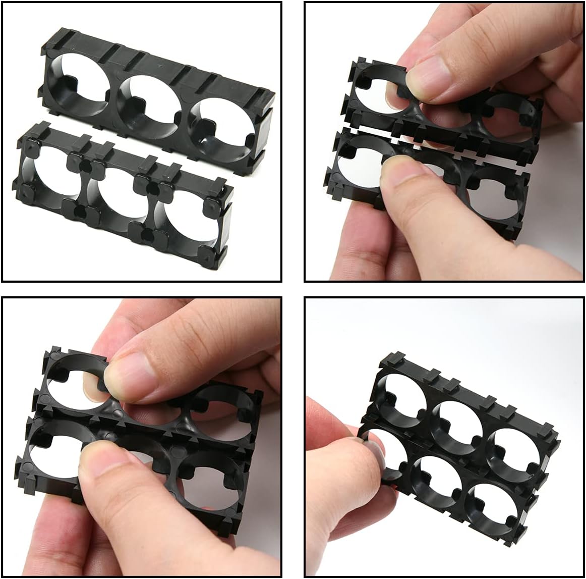 Fielect 50Pcs 26650 Lithium Cell Spacer Triple Battery Holder Bracket Battery Pack Bracket for DIY Fixed Battery