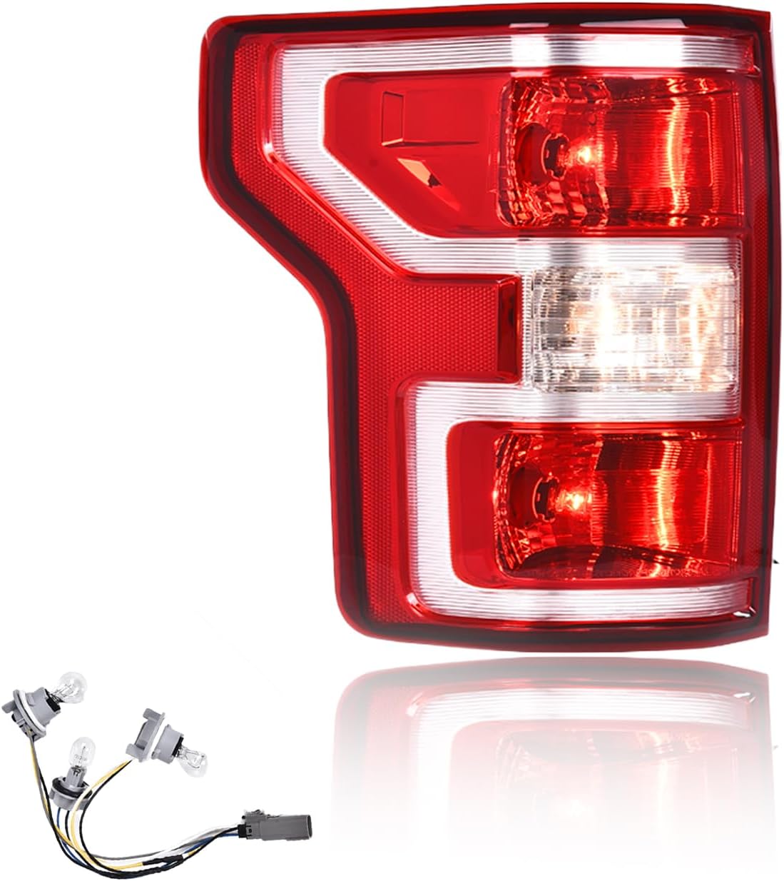 PIT66 Tail Lights Assembly W/Bulbs and Wiring Harness,Compatible with 2018 2019 2020 Ford F150 Rear Tail Lamp Left Driver Side