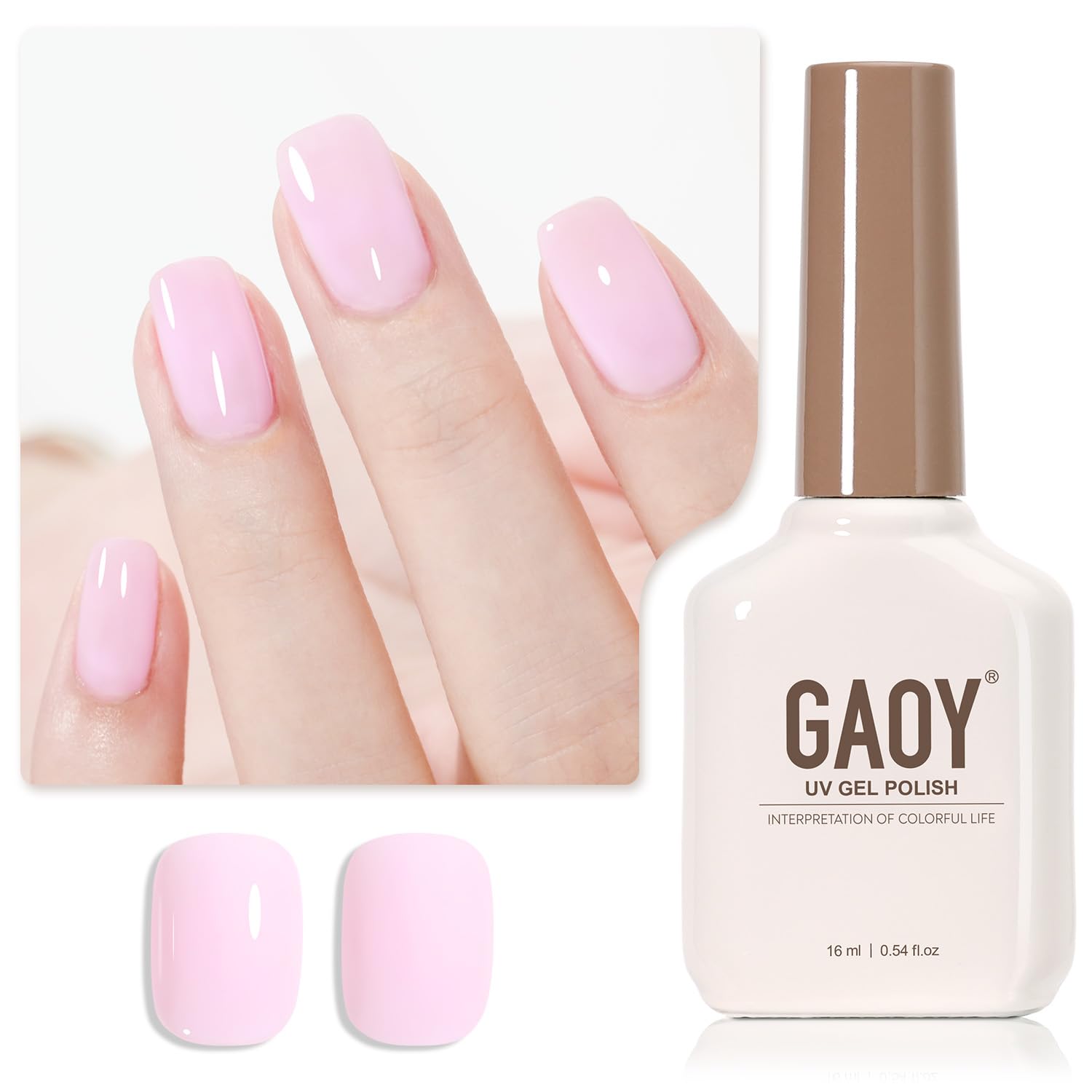 GAOYBaby Pink Gel Nail Polish, 16ml Soak Off UV Light Cure Gel Polish for Nail Art DIY Manicure at Home, Color 1525