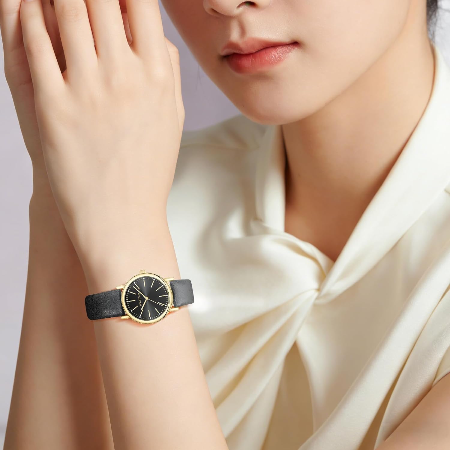 Watches for Women Crystal Accented Fashion Watch with Leather Band Gifts for Women - Image 7