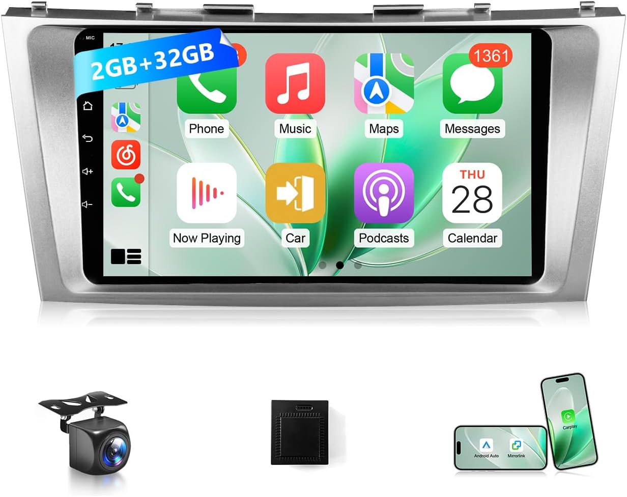 VQU 8 Core Car Stereo for Toyota Camry 2006 2007 2008 2009 2010 2011 Carplay Android Auto Radio, 9" Android 13 Touch Screen for Toyota Camry with GPS Backup Camera FM RDS DPS BT5.1 WiFi SWC