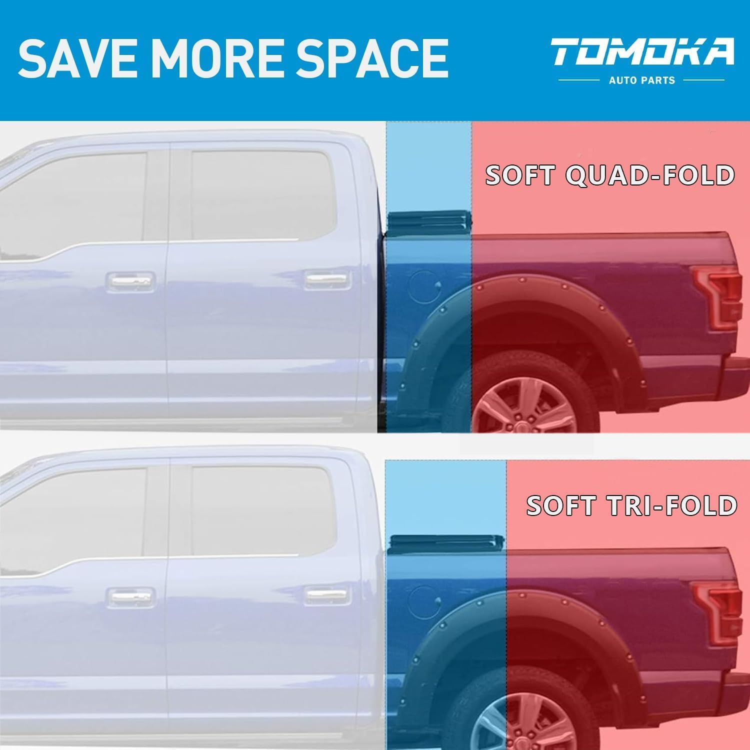 TOMOKA Soft Quad Fold Truck Bed Tonneau Cover Compatible for 2004-2014 Ford F-150 and 2006-2014 Lincoln Mark LT 6.5 FT (78.8") Bed (Standard Bed)