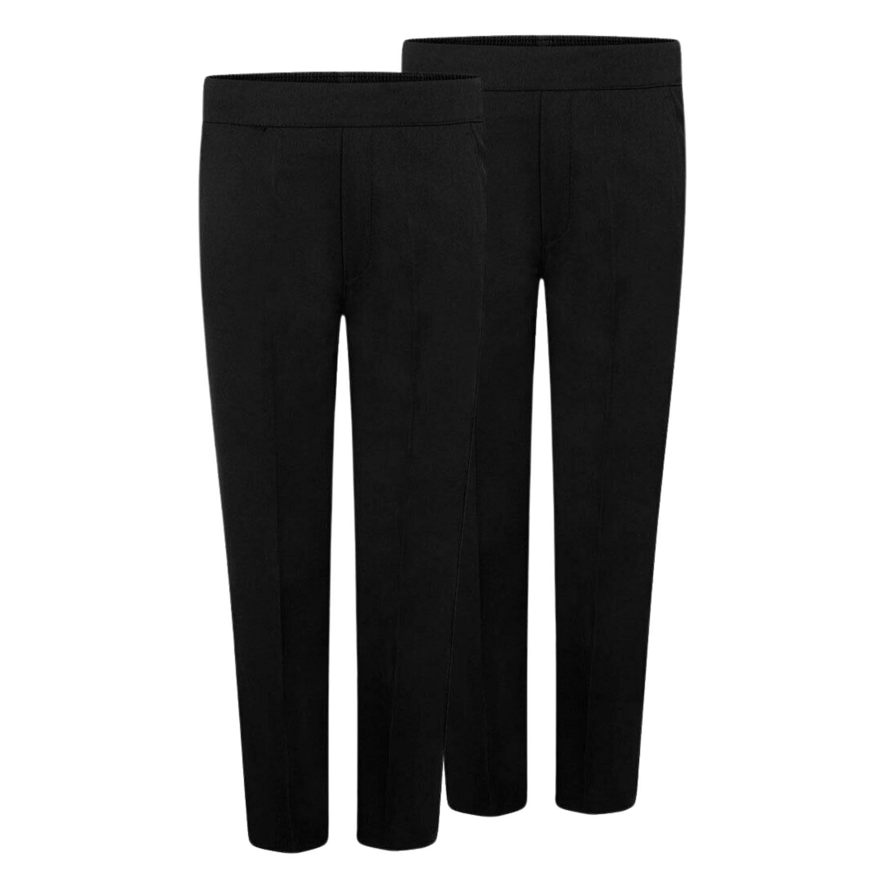 Pantalones escolares para niños, paquete de 2 pantalones ajustados de cintura media elástica con dos bolsillos laterales, cómodos pantalones de uniforme escolar, de 2 a 13 años