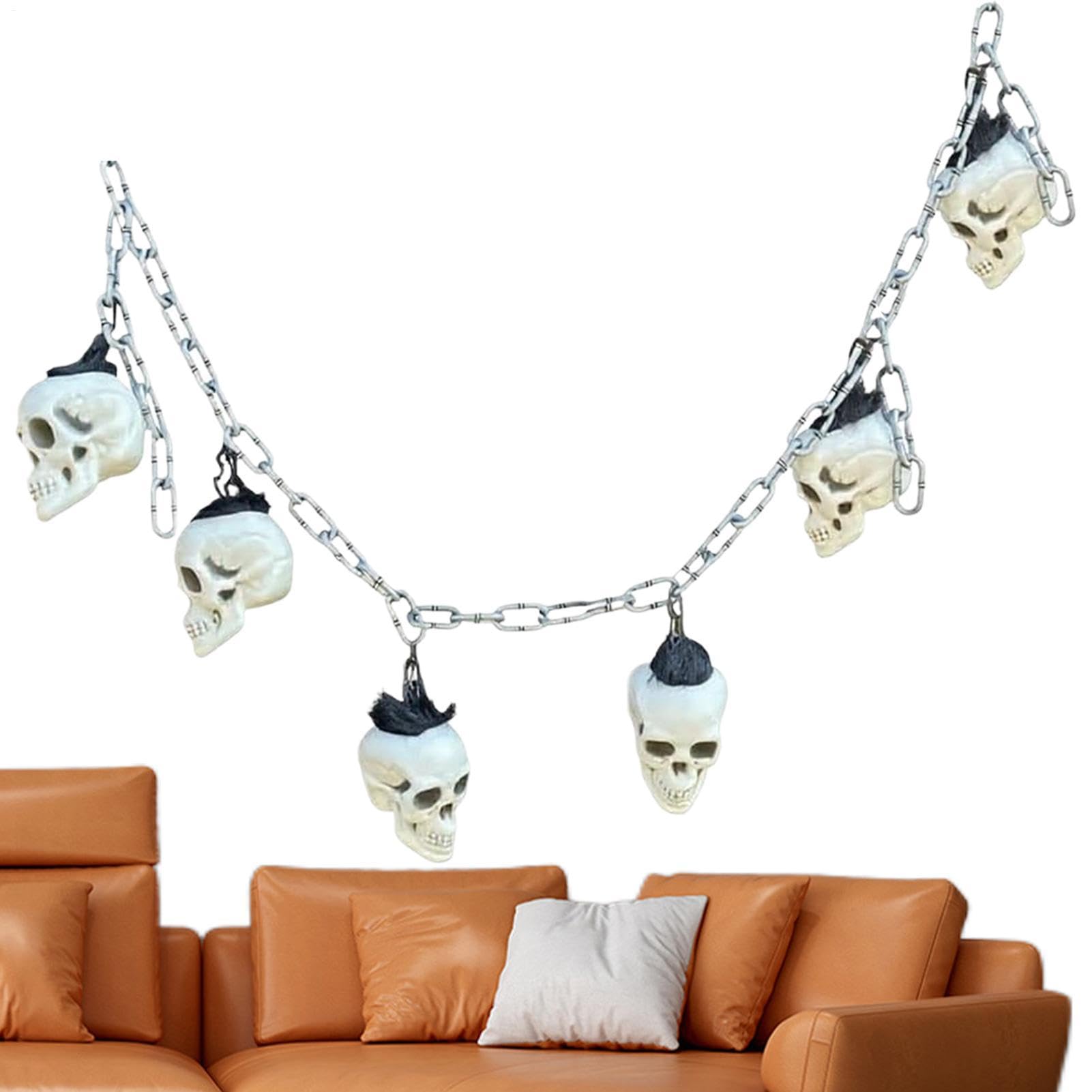 Guirnalda Halloween calavera con acabado gótico detallado para decoración de interiores