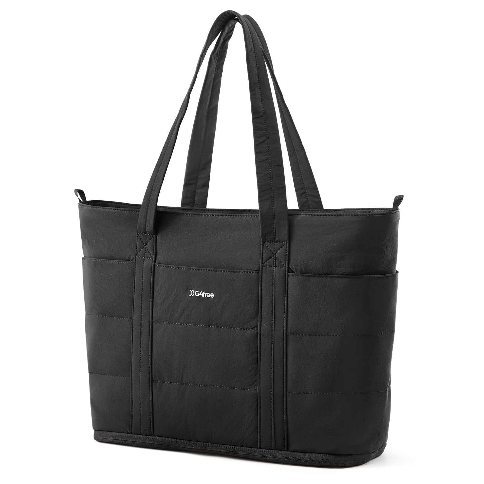 G4Free Tote Bag for Women Puffer Work Bags with Zipper Compartments Expandable Handbag for Travel Work Sport