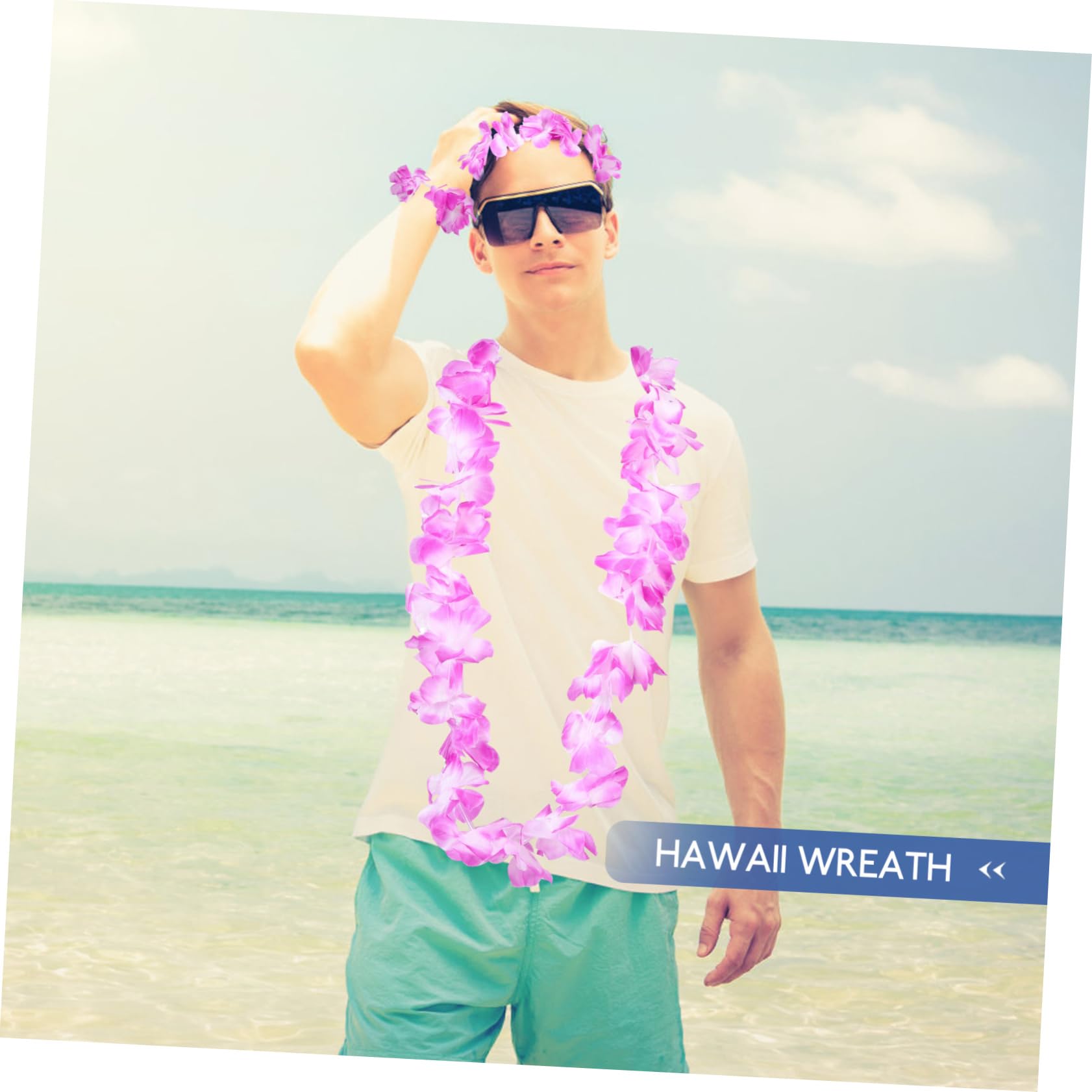 ifundom 21sätze Hawaiianische Mit Blumenkränze Und Armbänder Für Luau-party Strandkostüm Dekoration Und Fotografie Bunten Farben Erhältlich