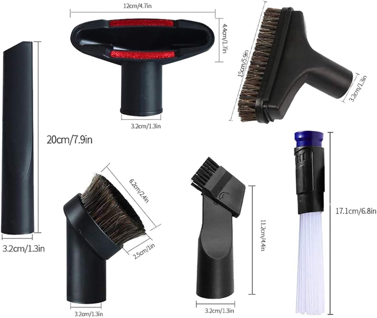 Wonlives 1 1/4 inch Shop Vacuum Attachments Brushes for Shop Vac Accessories 1/4 inch 1 3/8 inch Vacuum Cleaner Accessories, Set of 8